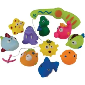 Magnetic Bathtub Fishing Game with 10 Soft Sea Creatures, Fishing Pole & Draining Net