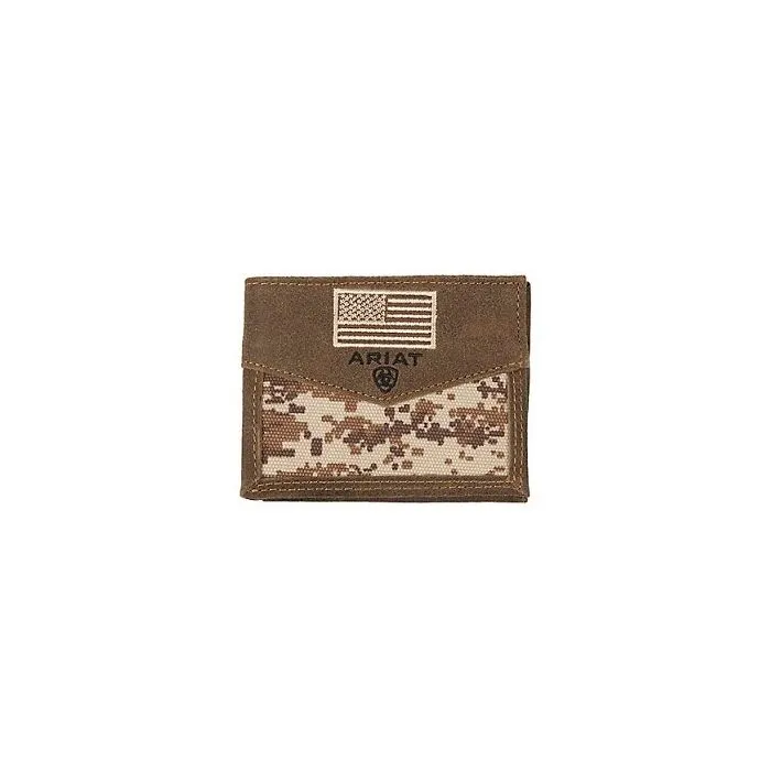 M&F Western Ariat Mens Digi Bifold Wallet Digital Camo Center With Brown Edges - A3536844