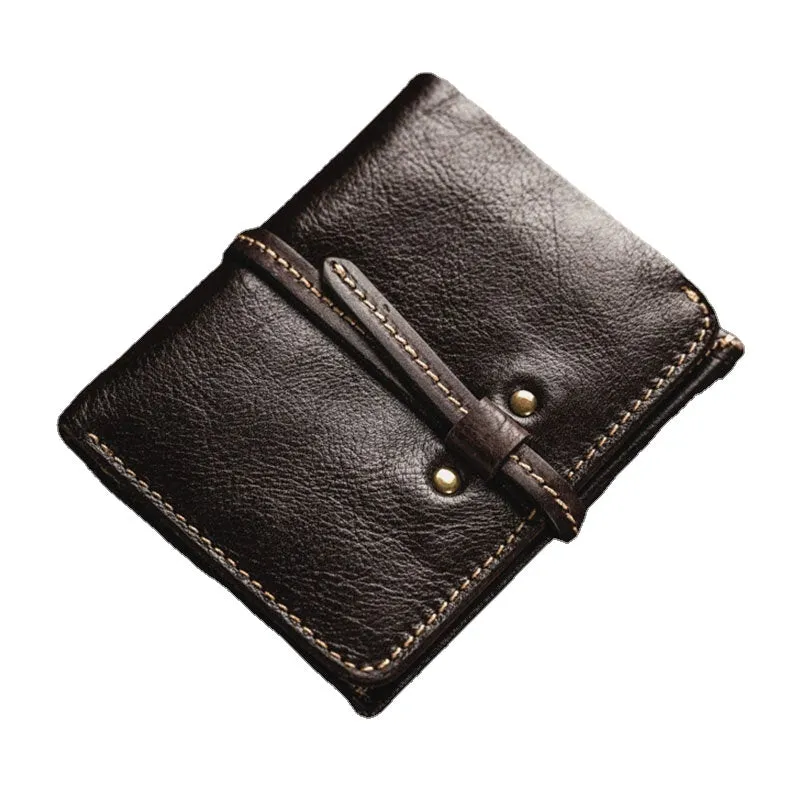 Men First Layer Cowhide Multi-card Slot Card Case Retro Bifold Short Soft Leather Coin Purse Wallet