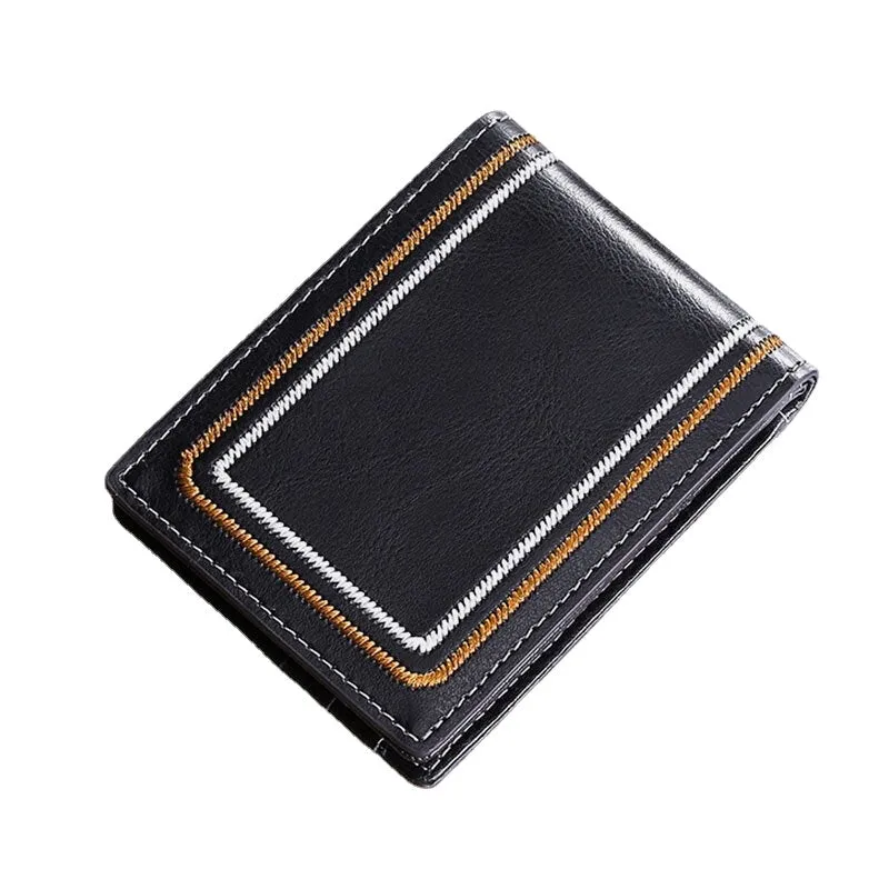 Men Genuine Leather Sewing Thread Car Driving Document Holder Card Foldable Wallet