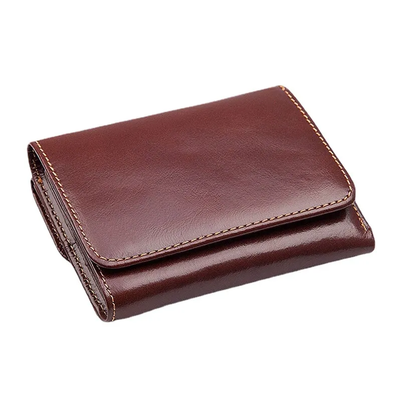 Men Vintage RFID Anti-magnetic Cowhide Wallet Trifold Short Multi-card Slots Card Case Driver License Wallet