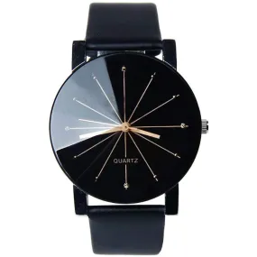 Men's Analog Quartz Black PU Leather Watch