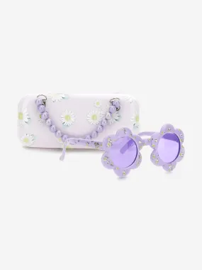 Monnalisa Girls Daisy Sunglasses With Case in Purple