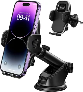 Mpow Car Cell Phone Holder Mount - 3in1 Car Cell Phone Holder for Dashboard, Air Vent, Windshield Compatible with iPhone, Samsung Galaxy and 4.7 to 6.9 inches