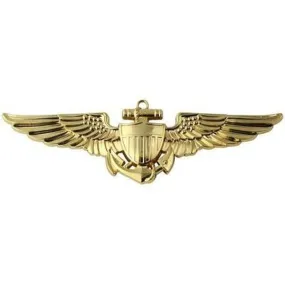 Naval & Marine Aviator Gold Wings Metal Auto Emblem