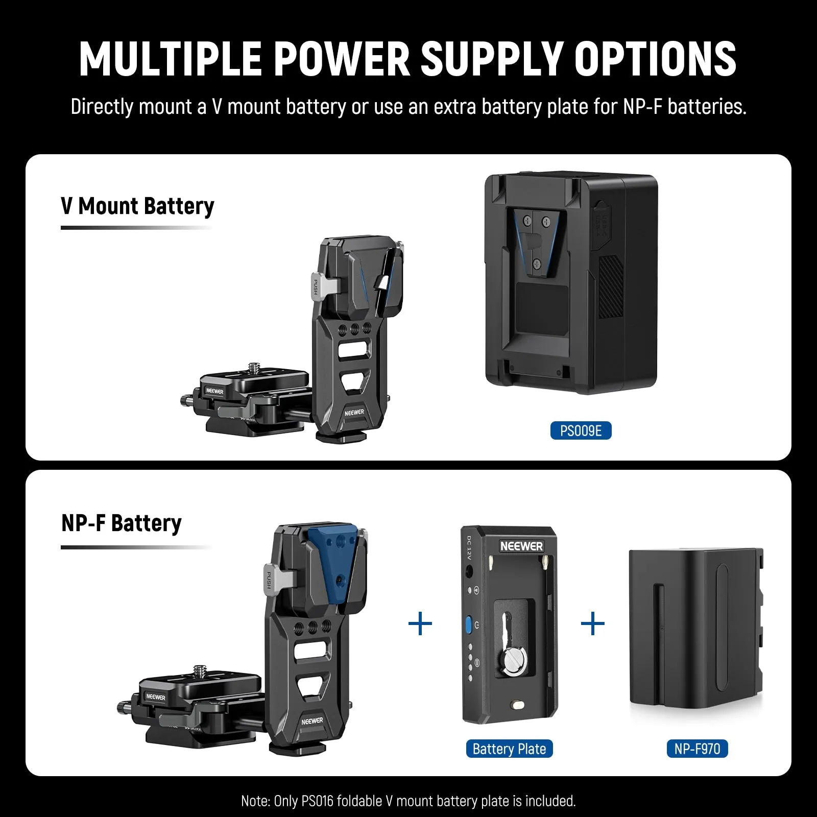 NEEWER PS016 V Mount Battery Plate with NATO Rails