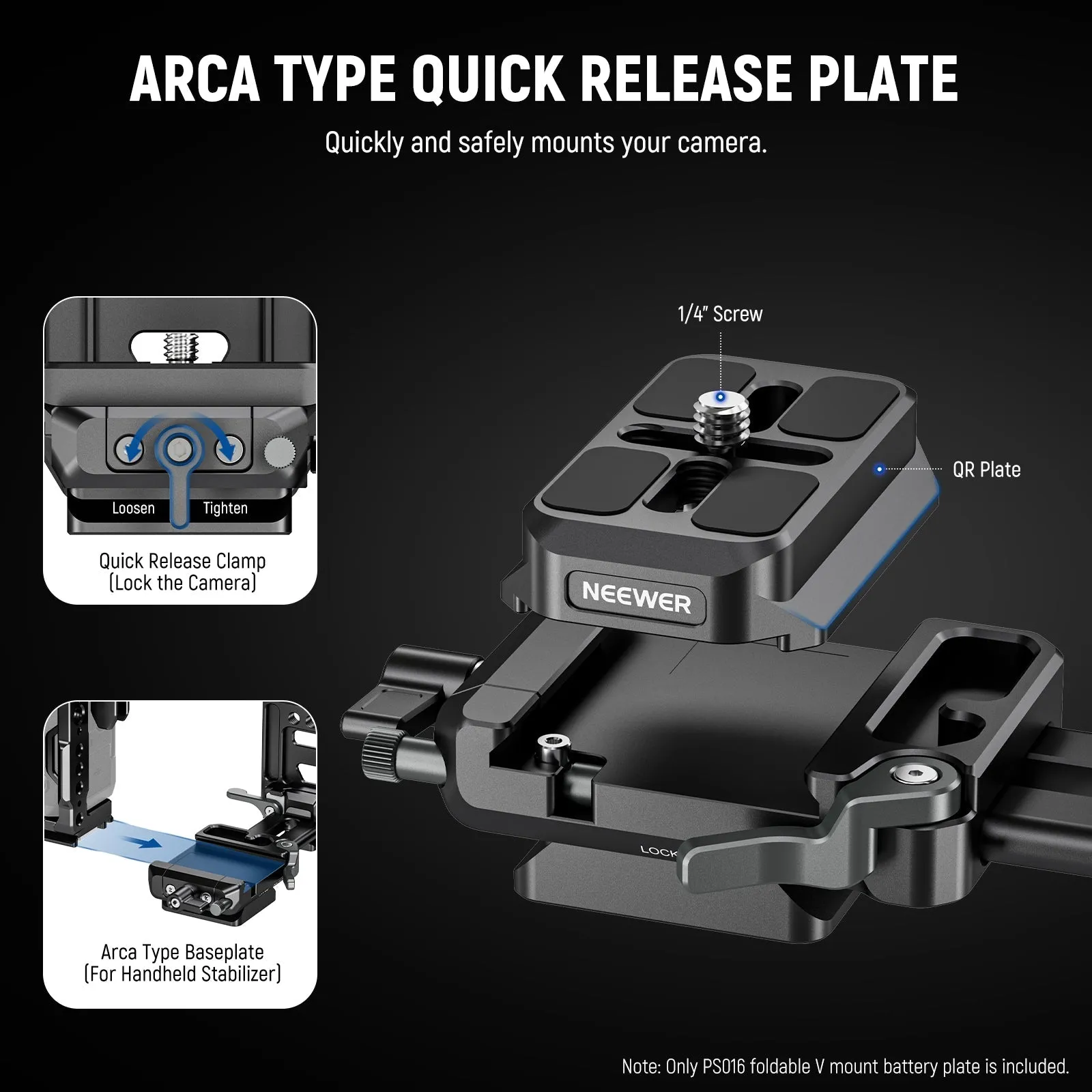 NEEWER PS016 V Mount Battery Plate with NATO Rails