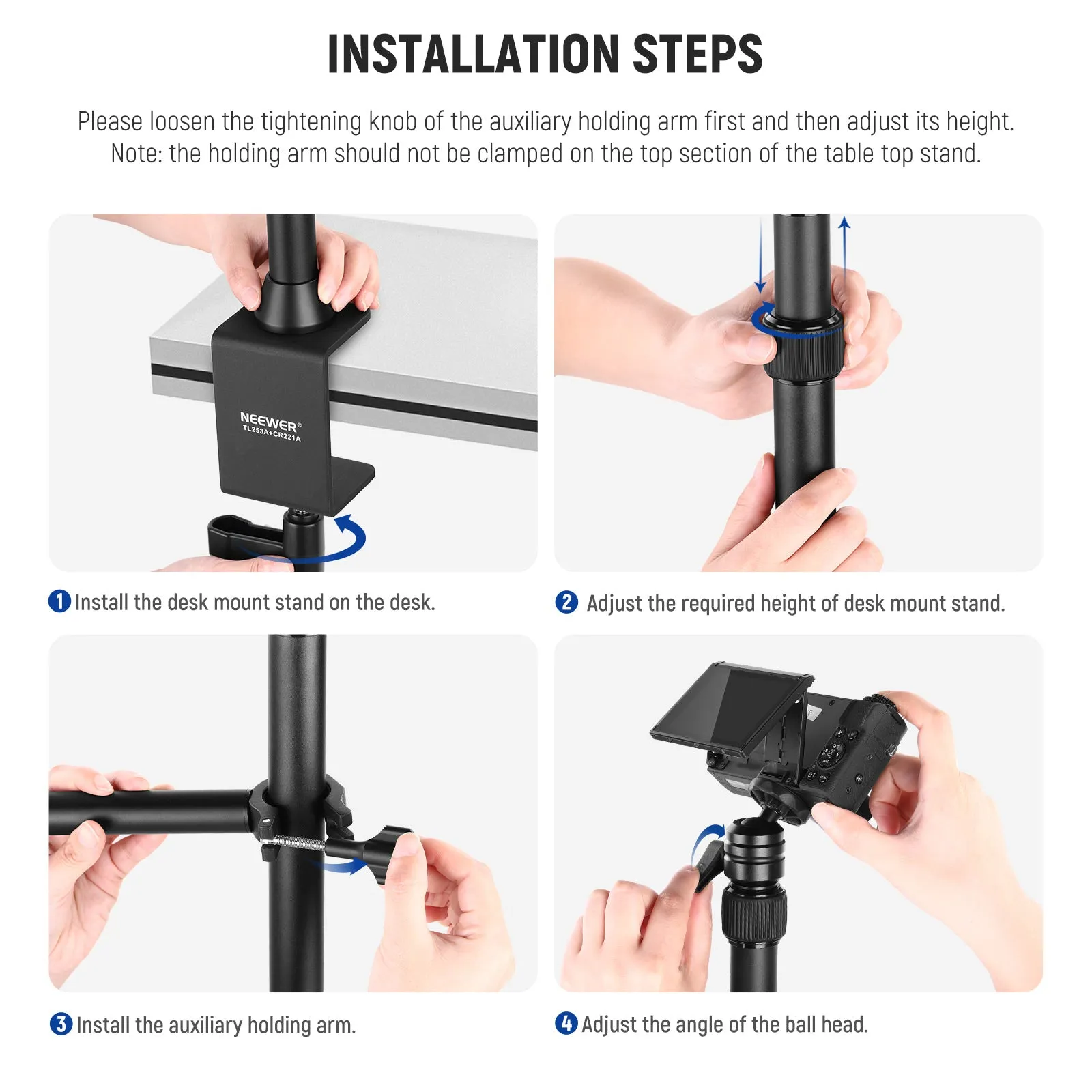 NEEWER TL253A MH022 Upgraded Tabletop Camera Mount Stand