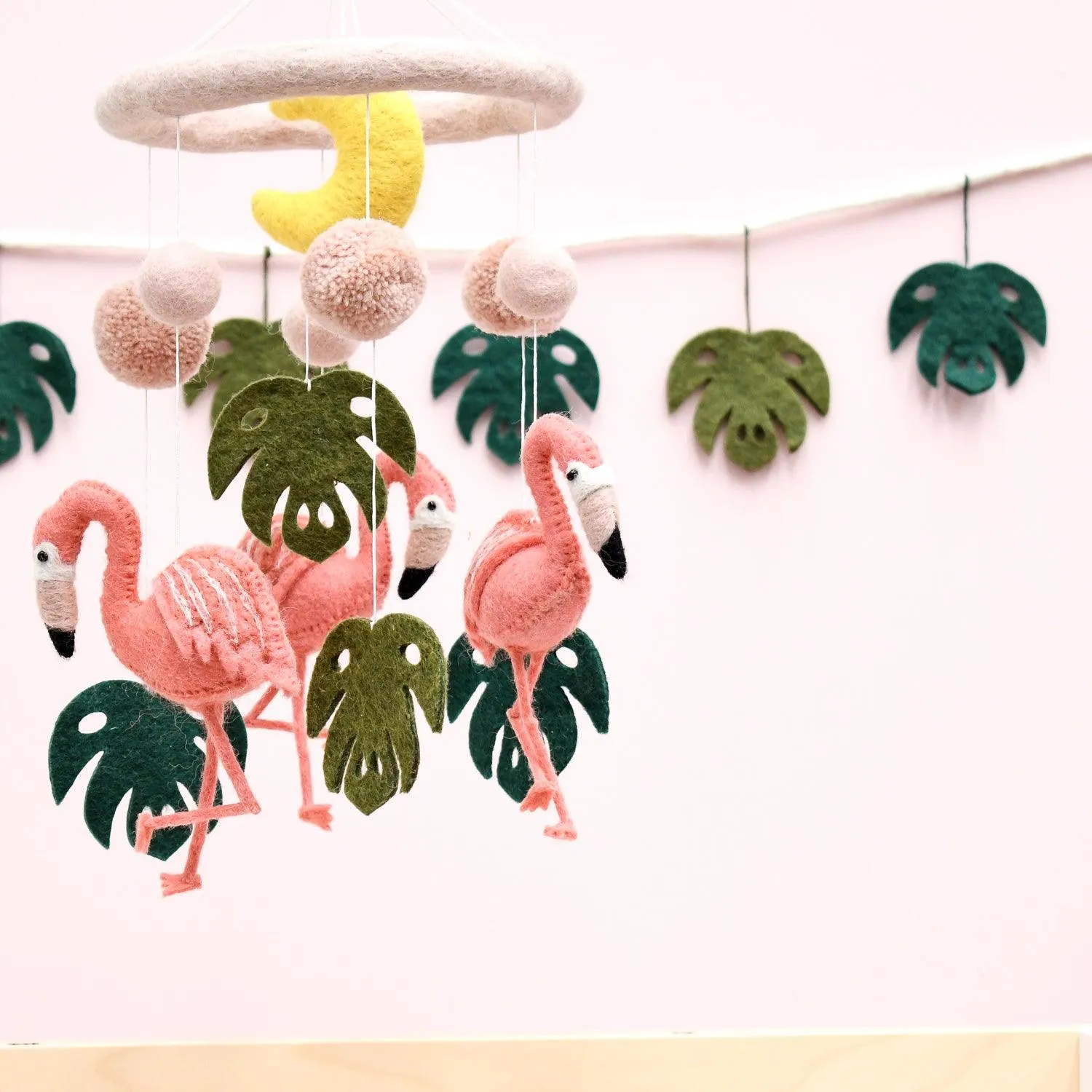 Nursery Cot Mobile - Pink Flamingo Tiki