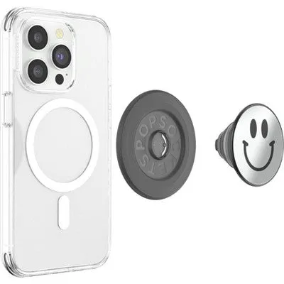 Open Box - PopSockets Magnetic Phone Grip with MagSafe, Magnetic Adapter Ring Included - Happy Reflex Black