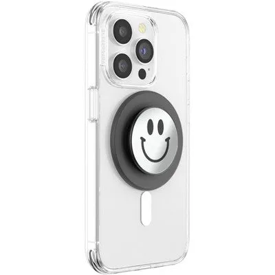 Open Box - PopSockets Magnetic Phone Grip with MagSafe, Magnetic Adapter Ring Included - Happy Reflex Black