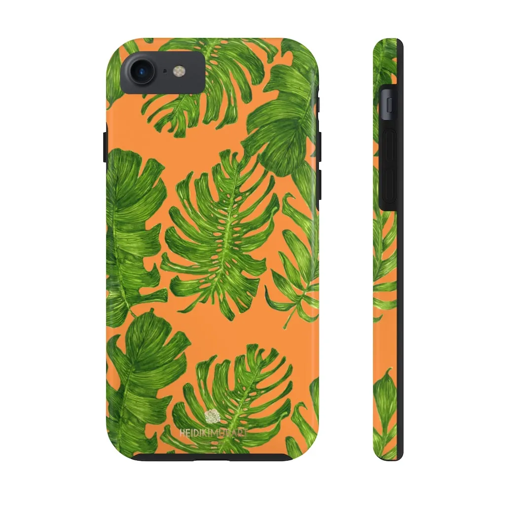 Orange Green Tropical Leaf iPhone Case, Case Mate Tough Samsung Galaxy Phone Cases