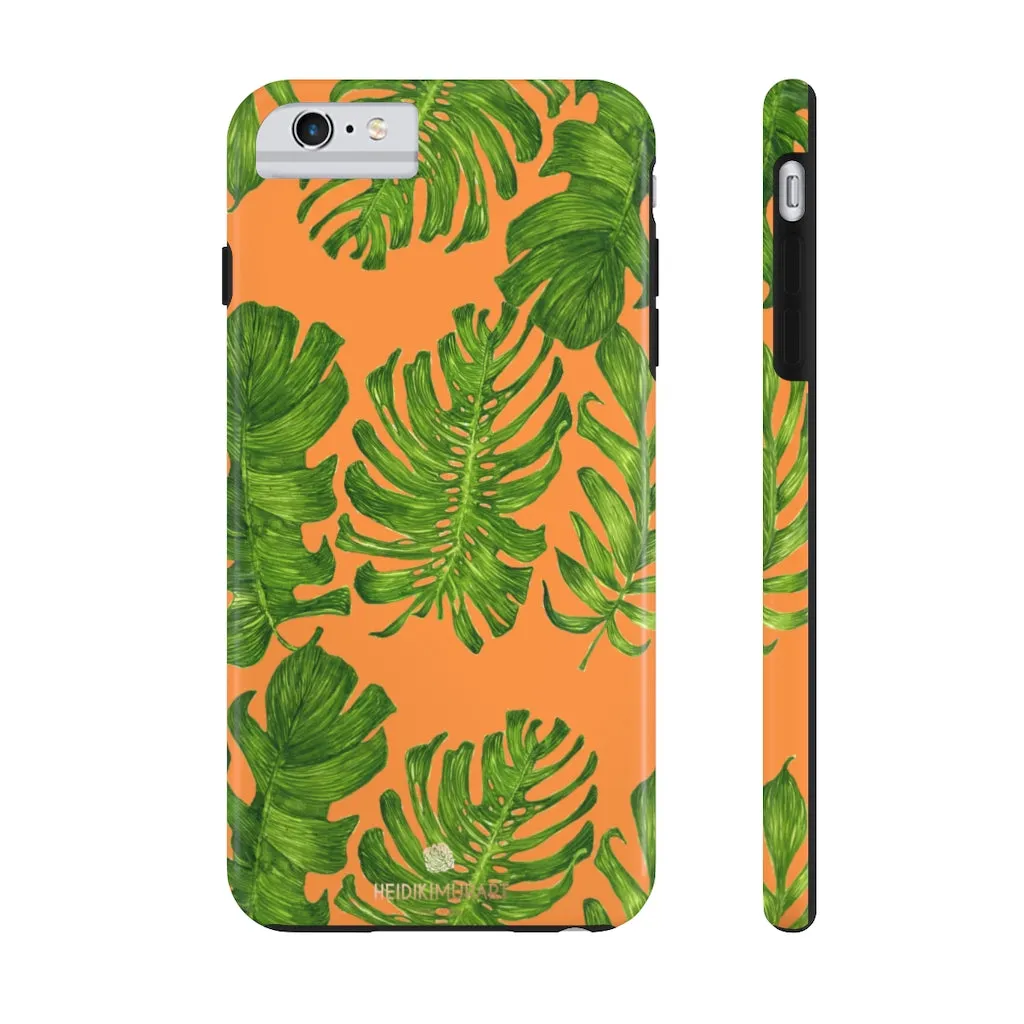 Orange Green Tropical Leaf iPhone Case, Case Mate Tough Samsung Galaxy Phone Cases