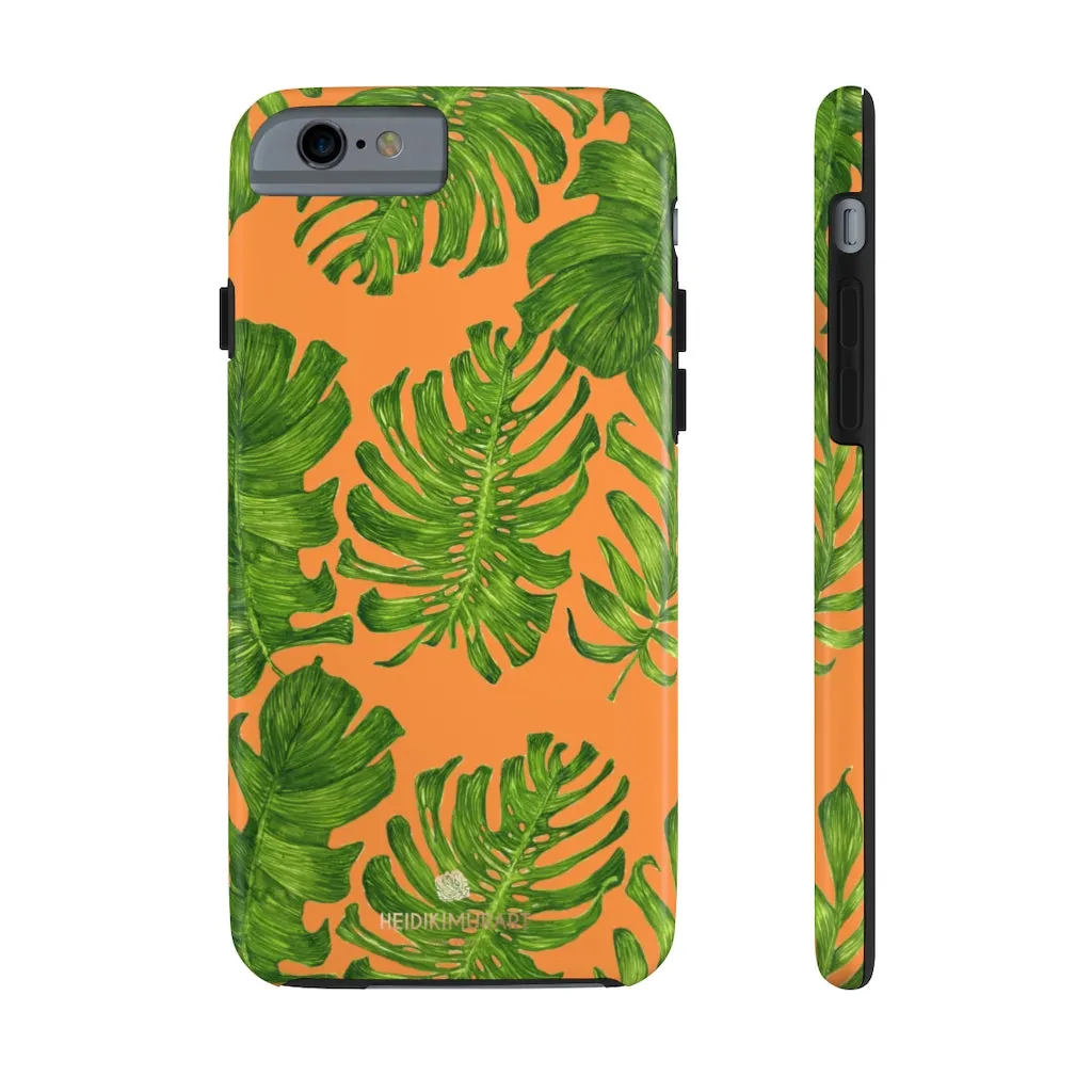 Orange Green Tropical Leaf iPhone Case, Case Mate Tough Samsung Galaxy Phone Cases