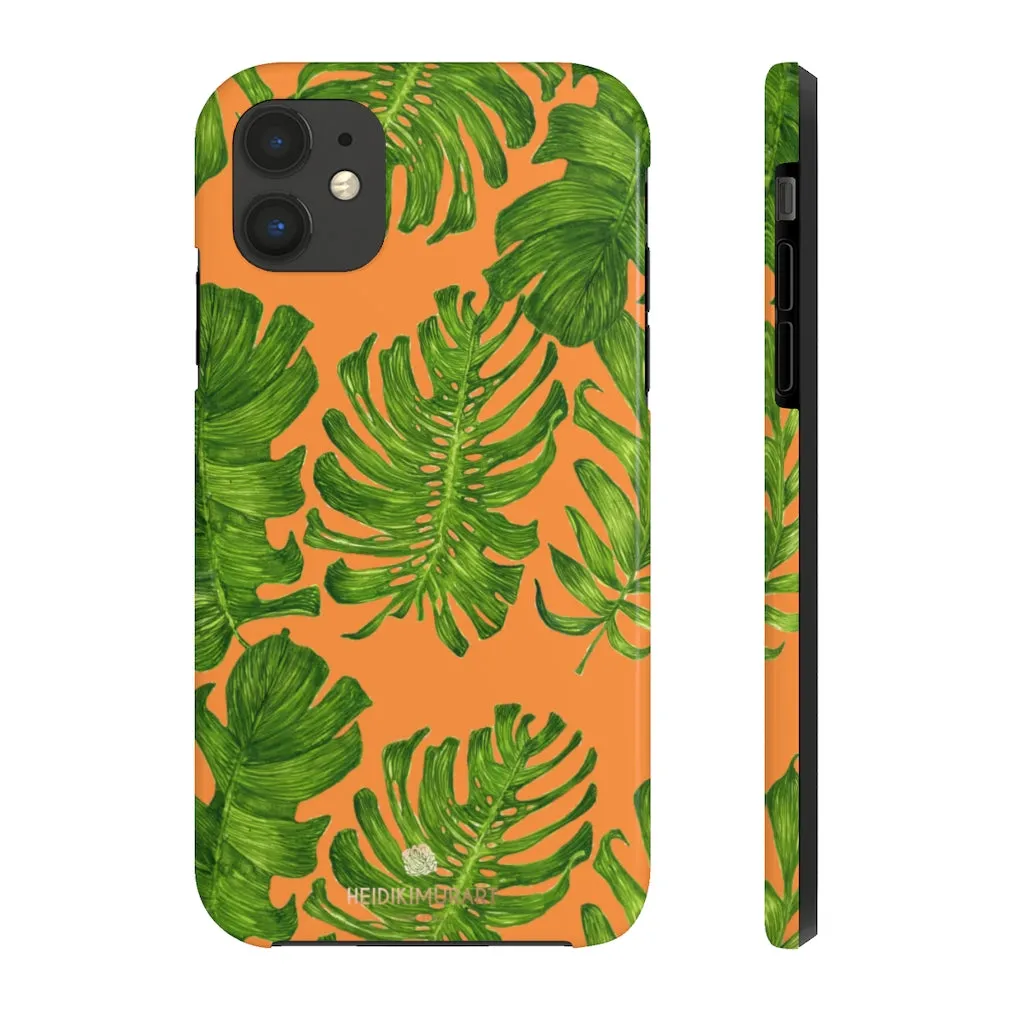 Orange Green Tropical Leaf iPhone Case, Case Mate Tough Samsung Galaxy Phone Cases