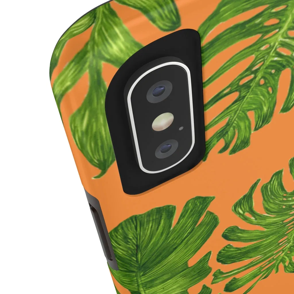 Orange Green Tropical Leaf iPhone Case, Case Mate Tough Samsung Galaxy Phone Cases