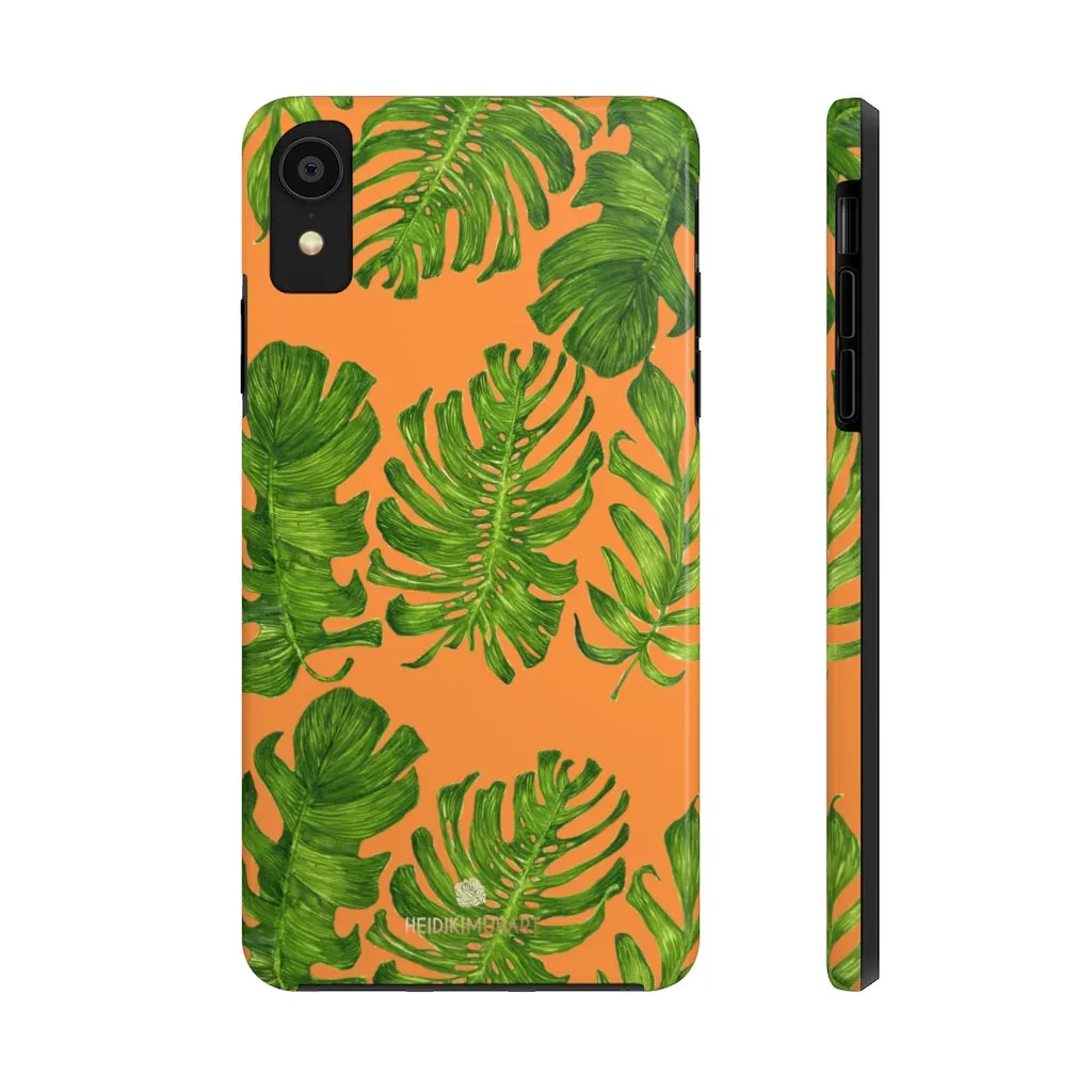 Orange Green Tropical Leaf iPhone Case, Case Mate Tough Samsung Galaxy Phone Cases