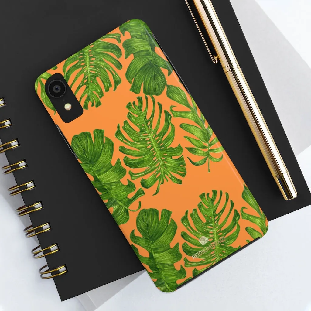 Orange Green Tropical Leaf iPhone Case, Case Mate Tough Samsung Galaxy Phone Cases