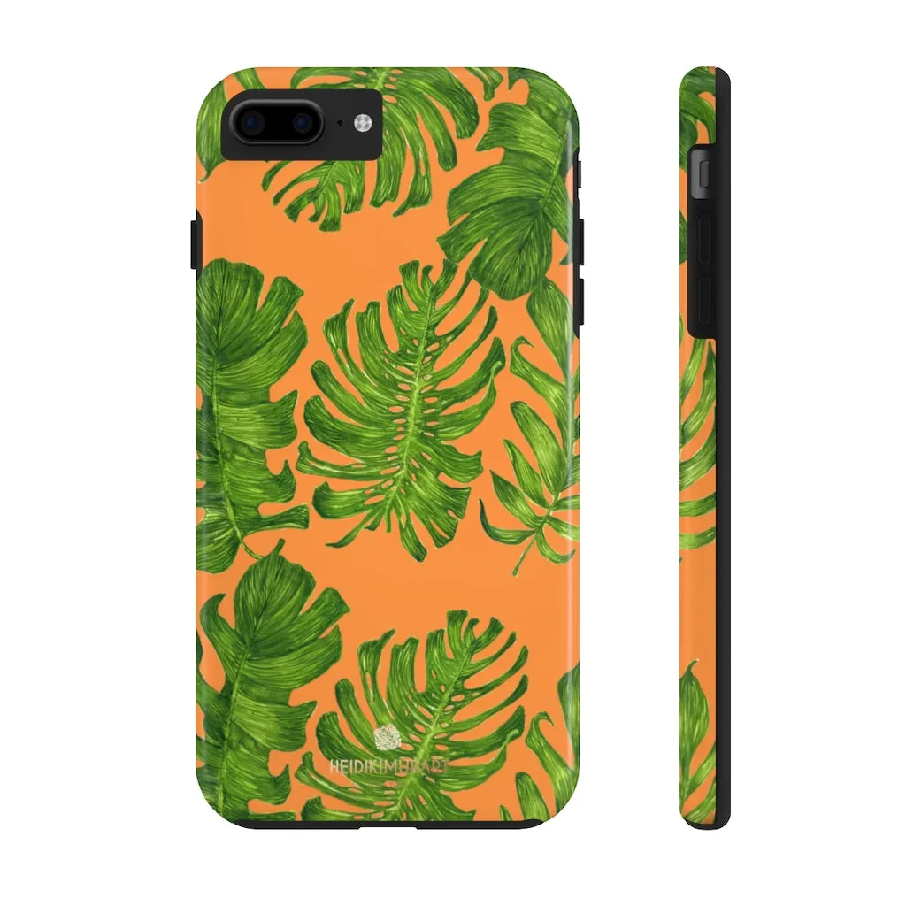 Orange Green Tropical Leaf iPhone Case, Case Mate Tough Samsung Galaxy Phone Cases