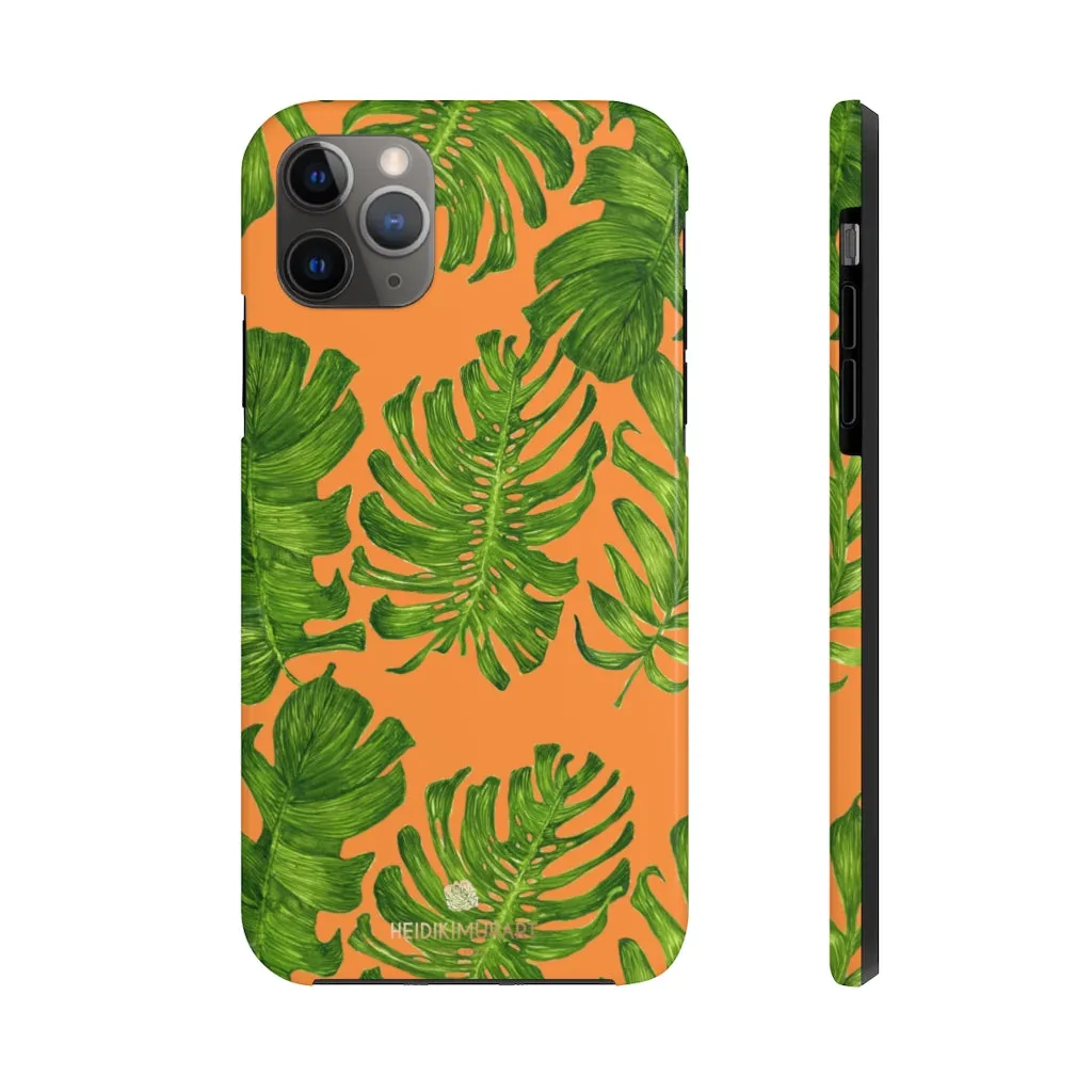 Orange Green Tropical Leaf iPhone Case, Case Mate Tough Samsung Galaxy Phone Cases