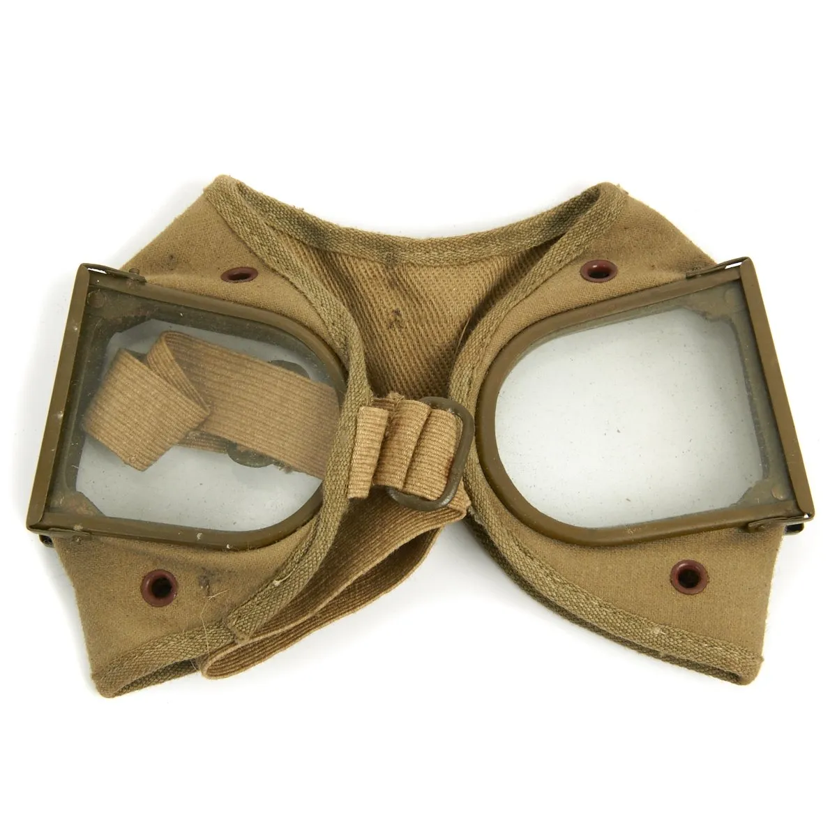 Original Japanese WWII Folding Tanker Goggles with Leather Case - Unissued