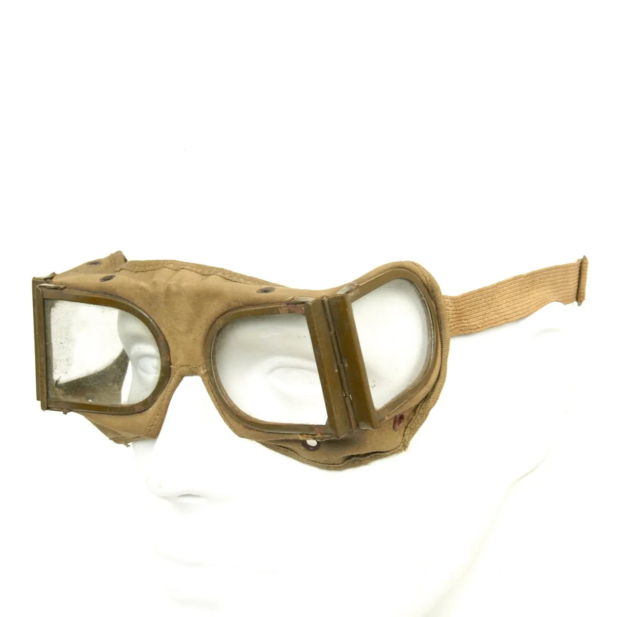 Original Japanese WWII Folding Tanker Goggles with Leather Case - Unissued