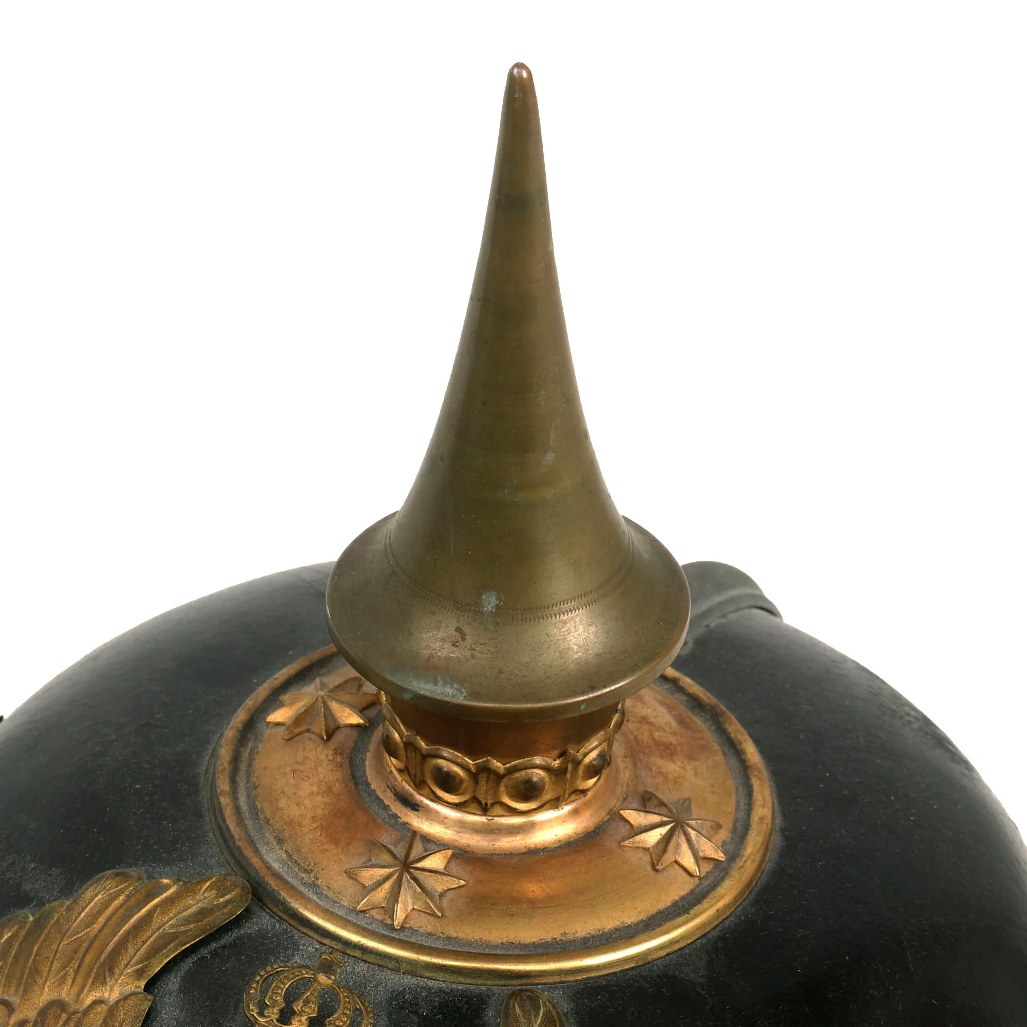 Original WWI Imperial German NCO School Unteroffiziervorschule Cadre Officer’s Pickelhaube Spike Helmet with Rare Original Case