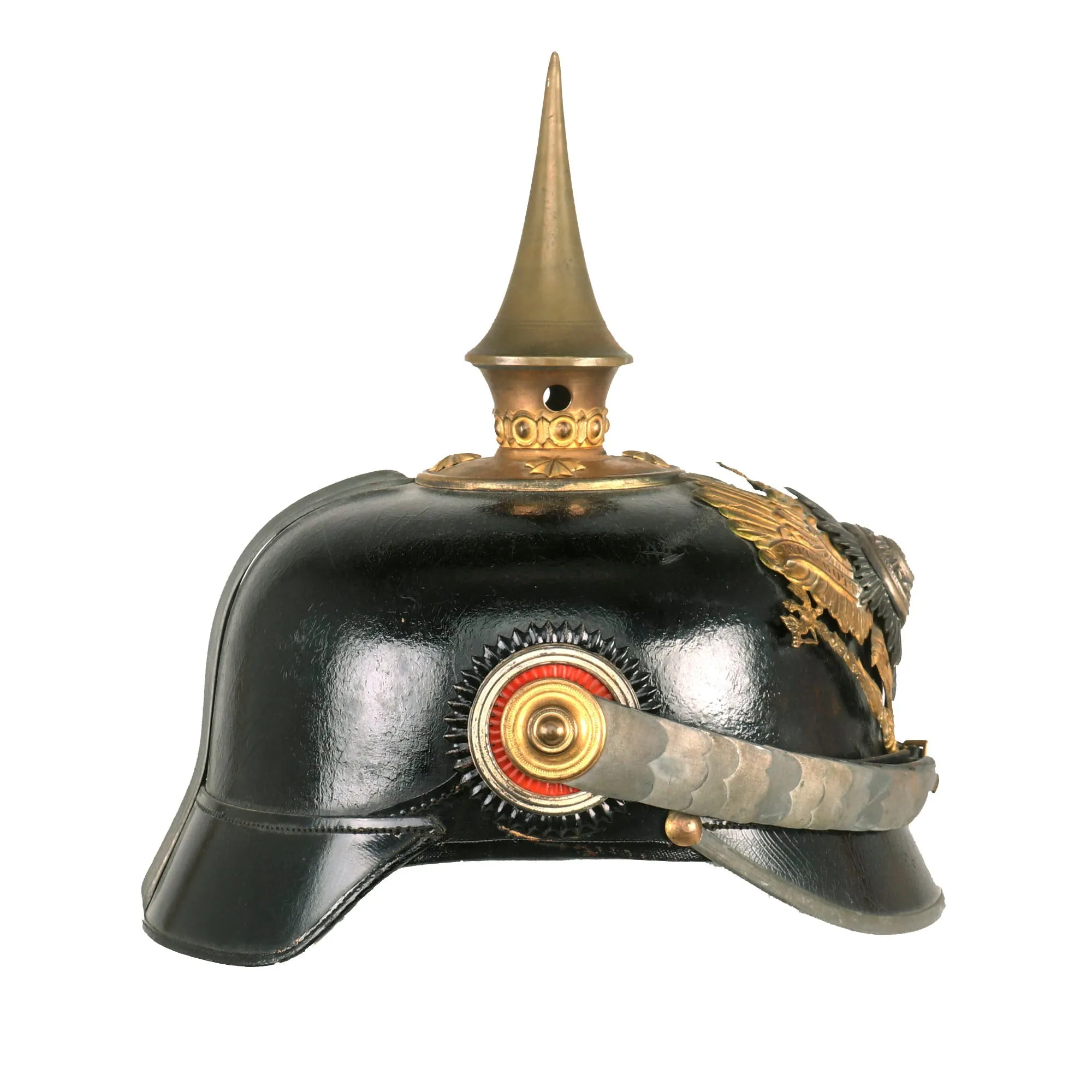 Original WWI Imperial German NCO School Unteroffiziervorschule Cadre Officer’s Pickelhaube Spike Helmet with Rare Original Case