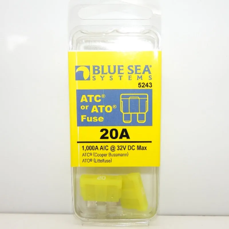 Pack of 2 Blue Sea Systems 20A ATO/ATC Fuse 5243