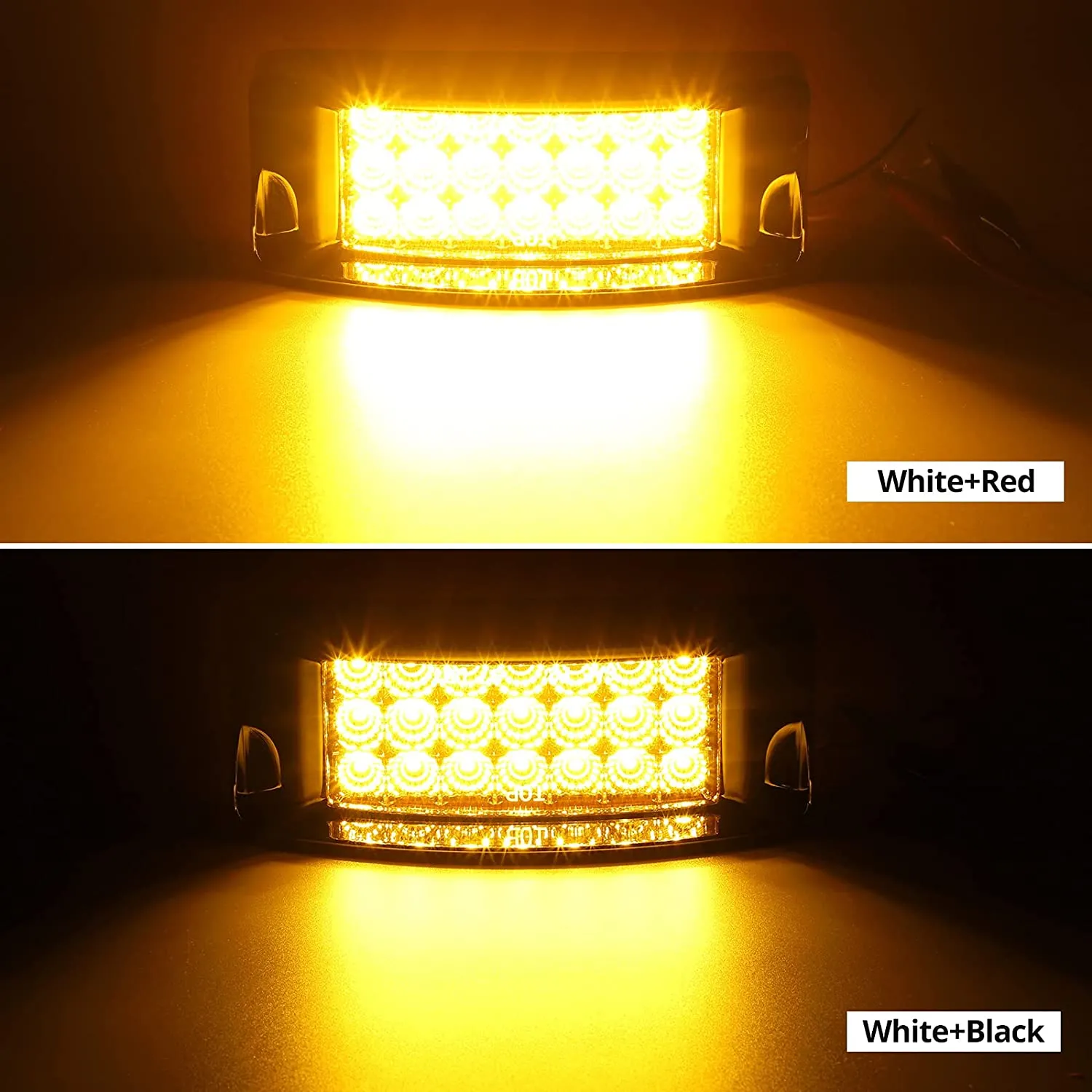 Partsam 2Pcs 2" x 6" Rectangular Trailer Marker LED Lights 21 Diodes with Chrome Plastic Light Bezel w/Visors, Amber 6" x 2" Rectangular LED Marker Lights/Turn Signal lights Surface Mount