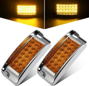 Partsam 2Pcs 2" x 6" Rectangular Trailer Marker LED Lights 21 Diodes with Chrome Plastic Light Bezel w/Visors, Amber 6" x 2" Rectangular LED Marker Lights/Turn Signal lights Surface Mount