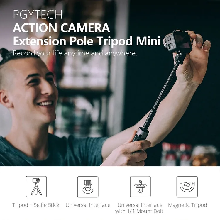 PGYTECH P-GM-117 Action Camera Tripod Extension Selfie Stick for DJI Osmo Action(Black)