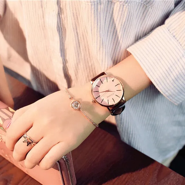 Polygonal dial design women watches luxury fashion dress quartz watch ulzzang popular brand white ladies leather wristwatch