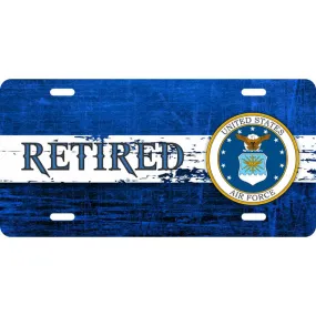 Retired with United States Air Force Emblem Full Color Metal License Plate