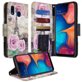 Samsung Galaxy A20 Case, Galaxy A20 Wallet Case, Wrist Strap Pu Leather Wallet Case [Kickstand] with ID & Credit Card Slots - Paris