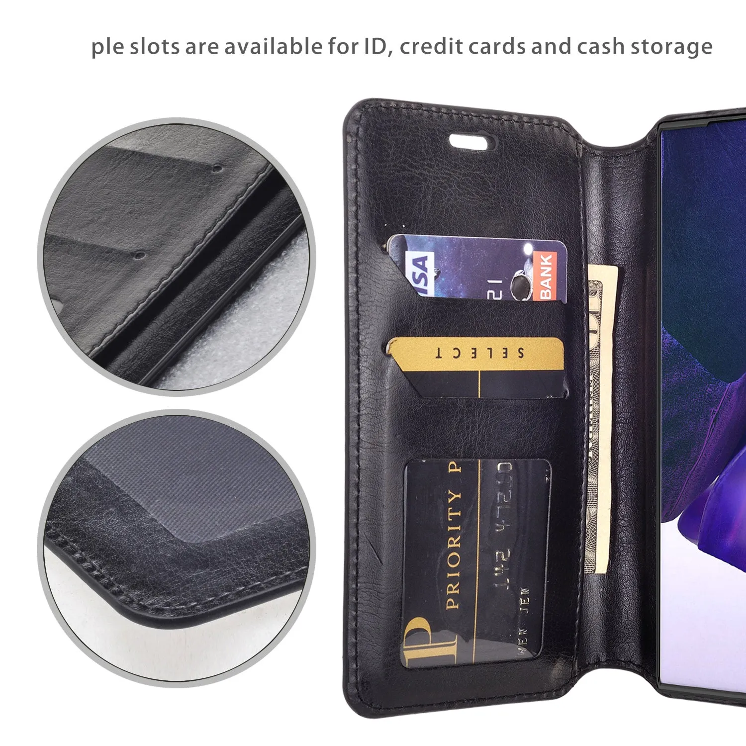 Samsung Galaxy Note 20 Case, Galaxy Note 20 Wallet Case, Pu Leather Wallet Case [Kickstand] with ID & Credit Card Slots for Galaxy Note 20  - Black