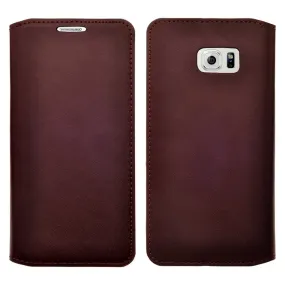 Samsung Galaxy S6 Edge Plus Case, Genuine Leather Magnetic Fold[Kickstand] Wallet Case with ID & Card Slots for S6 Edge Plus - Brown