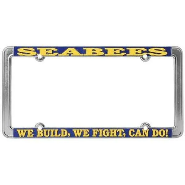 Seabees We Build, We Fight License Plate Frame, Thin Rim