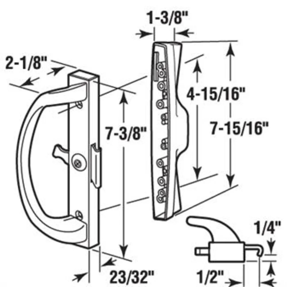 Sliding Glass Door Handle Set with 4-15/16" Hole Centers