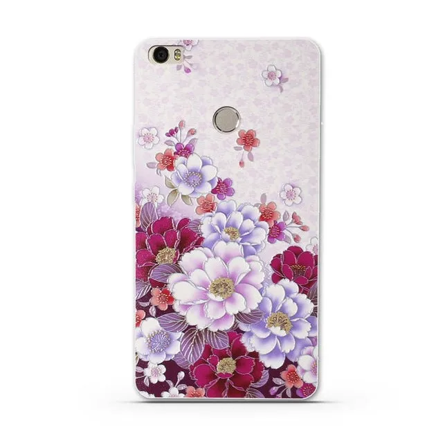 Soft TPU Case for Xiaomi Mi MAX Silicone Cover For Xiaomi Max Luxury Flower Print Phone Case Shell For Xiomi Mi Max MiMax 6.44"