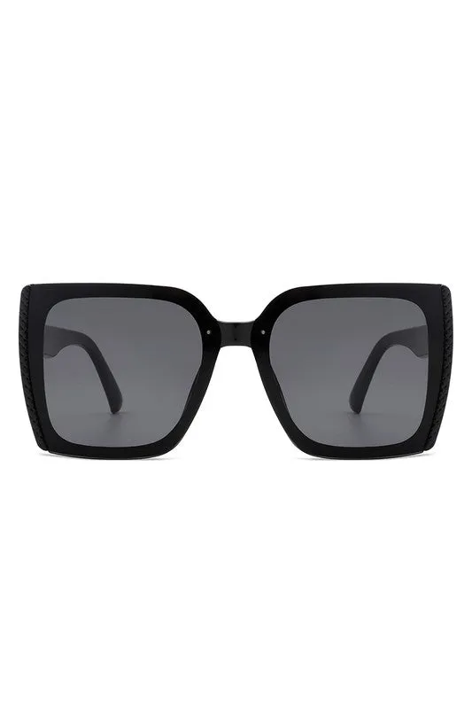 Square Flat Top Tinted Fashion Oversize Sunglasses