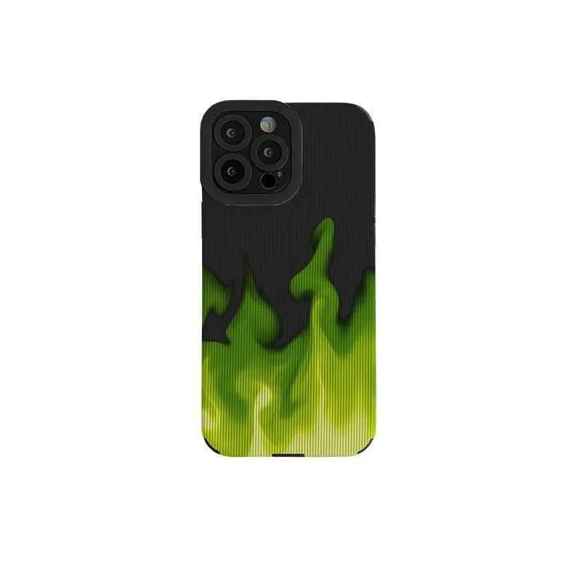 Stylish Green Flame Cute Phone Cases: Leather Covers for iPhone 14, 11, 13, 12 Pro Max, Mini, 6, 7, 8 Plus, X, XS, XR, and SE 2