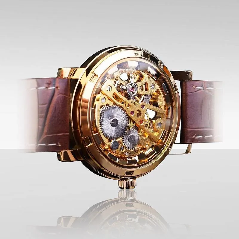 Transparent Case Luxury Leather Watch