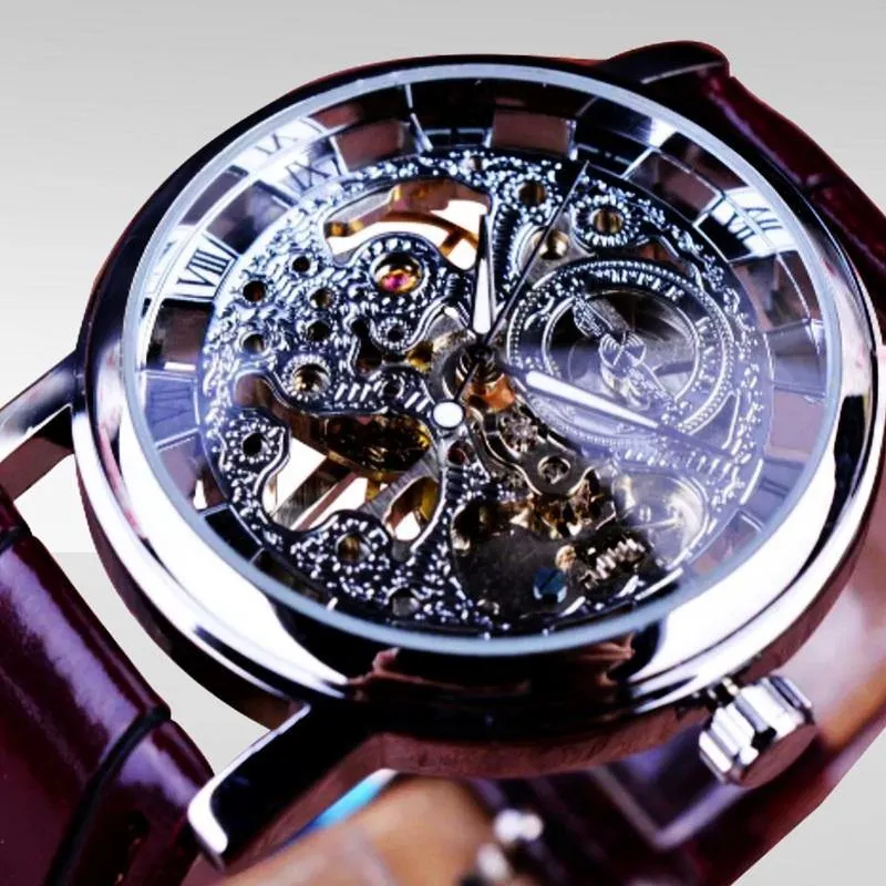 Transparent Case Luxury Leather Watch