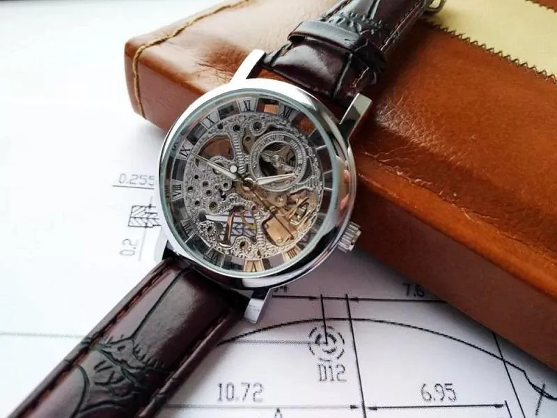 Transparent Case Luxury Leather Watch