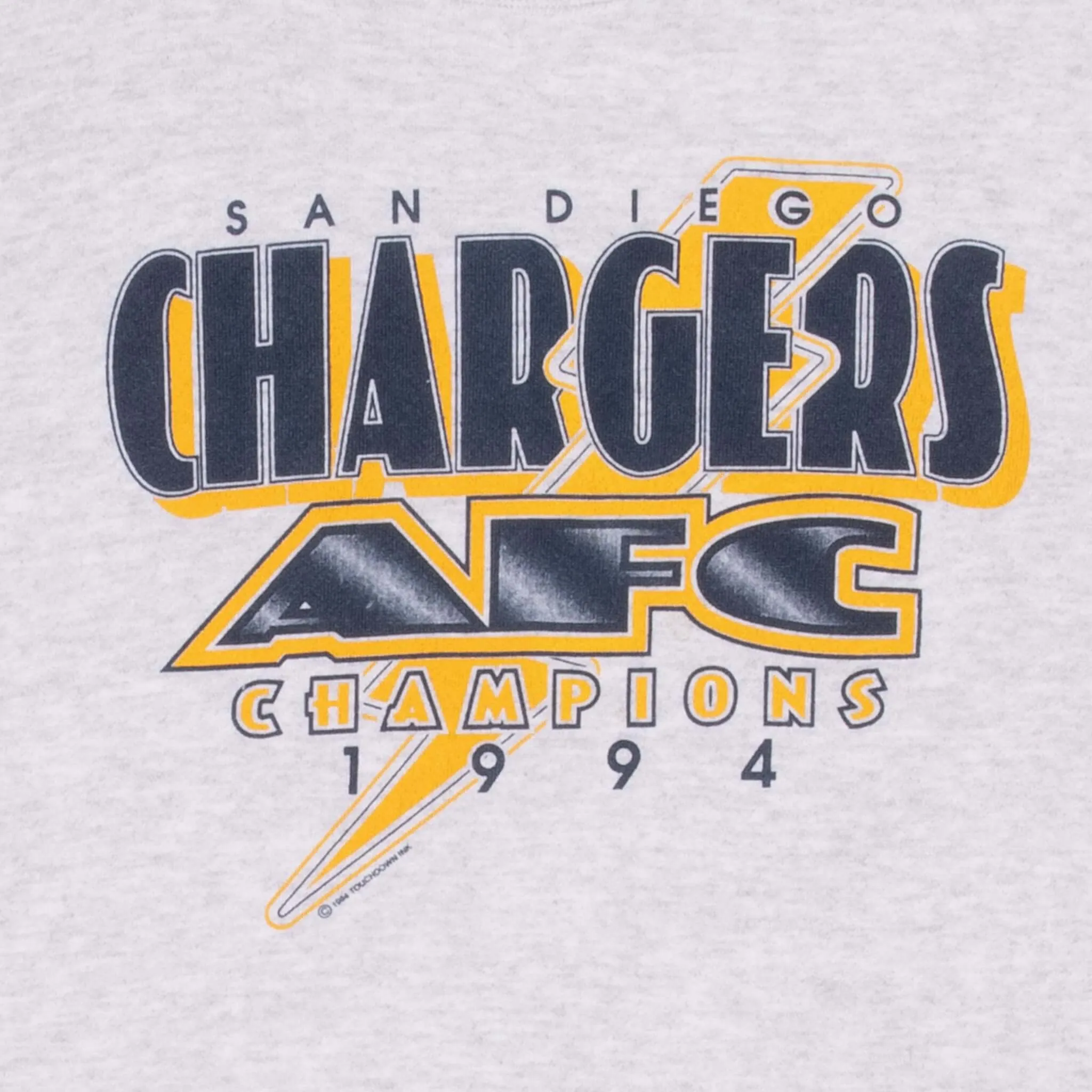 VINTAGE NFL SAN DIEGO CHARGERS AFC CHAMPIONS 1994 SWEATSHIRT LARGE MADE IN USA