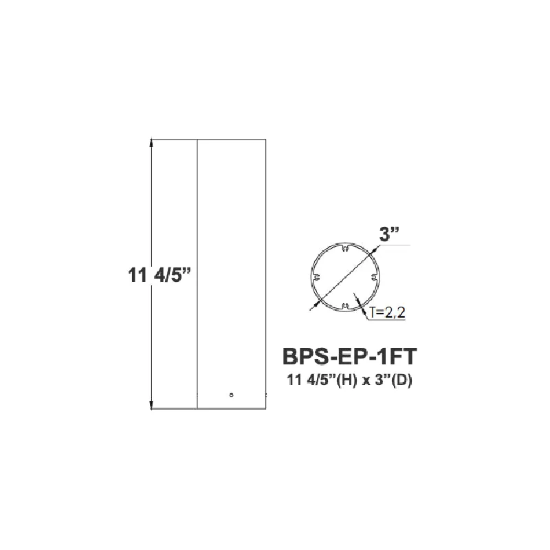 Westgate BPS-EP-1FT 1-ft Bollard Pole System Extension Pole