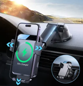 Wireless Car Charger, JOYROOM 15W Qi Fast Charging Car Charger Phone Holder Mount, Auto-Clamping Alignment Windshield Dashboard Air Vent Cell Phone Holder for Iphone 13 Pro Max 12 11, Galaxy S22/S20 