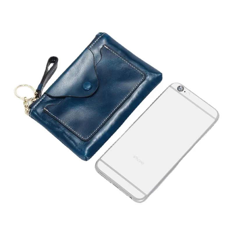 Women Genuine Leather Short Large Capacity Wallet Multifunction Portable Coin Purse With Rear Zipper