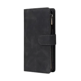 Zipper Wallet Mobile Phone Case for Google Pixel 6 with Strap - Black